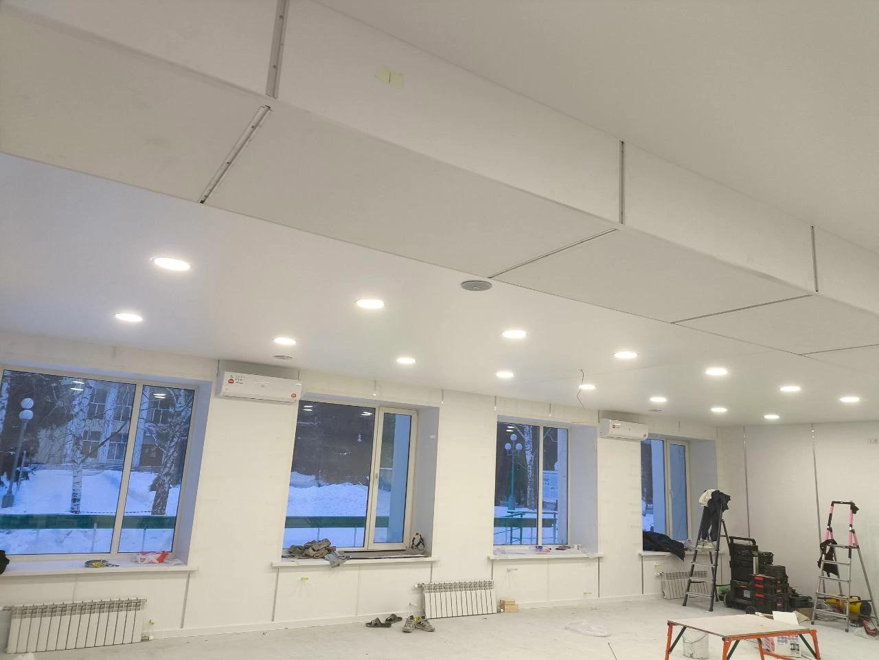 Столовая санатория "Волга" — натяжной потолок 350 м² Коммерческое